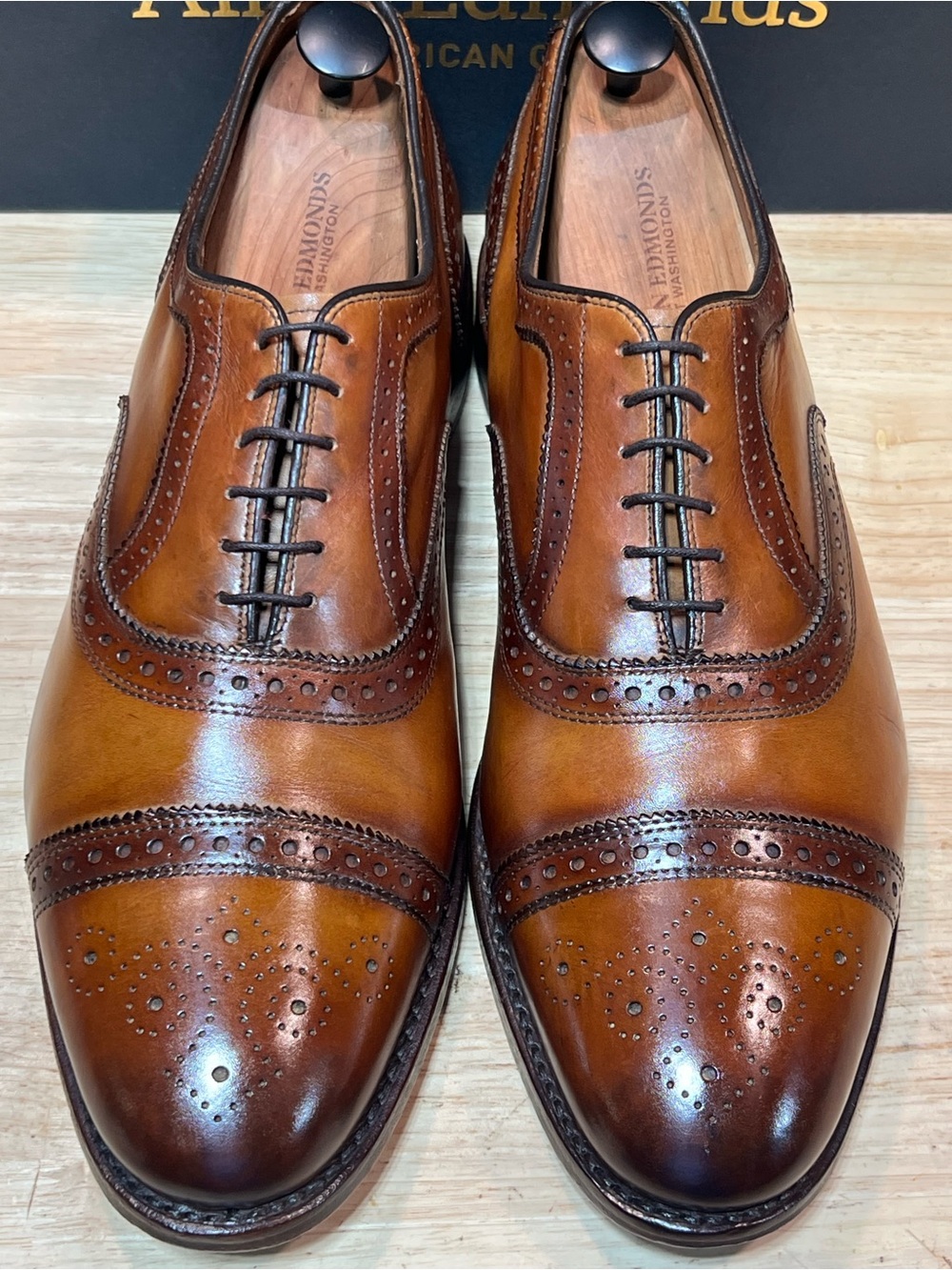 Allen Edmonds Strand Men’s Cap Toe Oxfords w/ Custom Patinas Sz 12.5D Made 🇺🇸